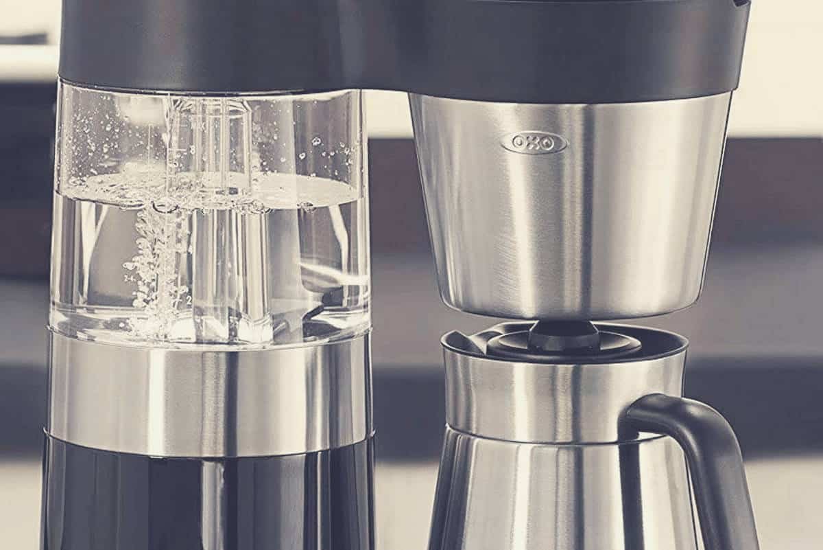 A close up shot of an automatic pour over coffee machine