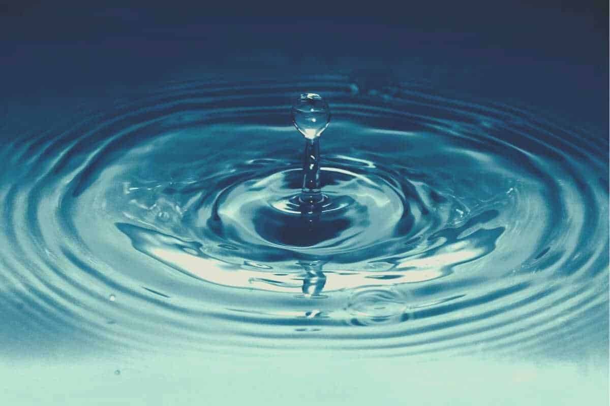 A close up shot of a drop of water jumping from the surface