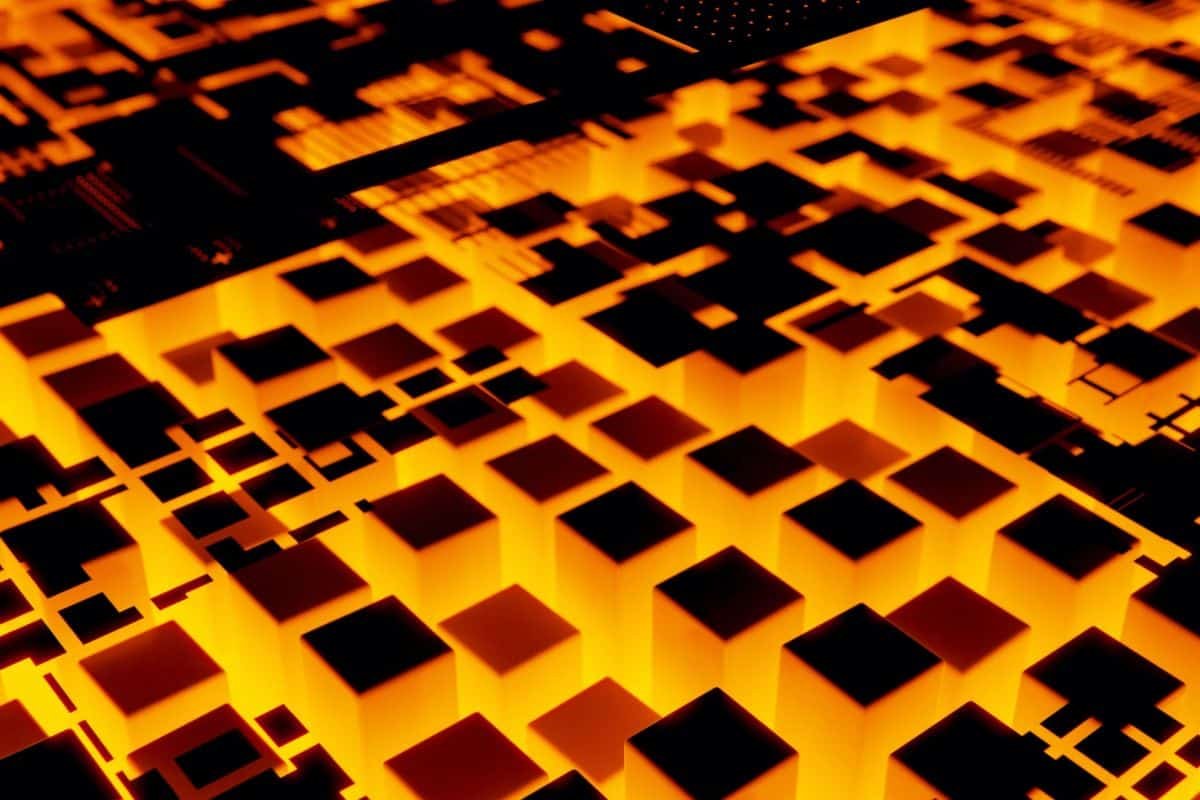 An abstract picture of cubes heated to a high temperature
